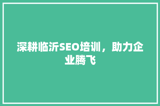 深耕临沂SEO培训，助力企业腾飞 神马SEO
