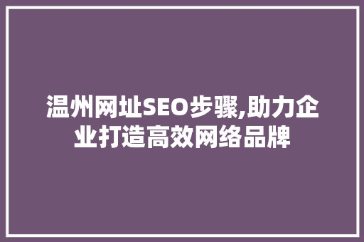 温州网址SEO步骤,助力企业打造高效网络品牌