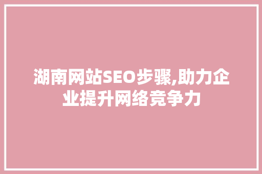 湖南网站SEO步骤,助力企业提升网络竞争力 百度SEO