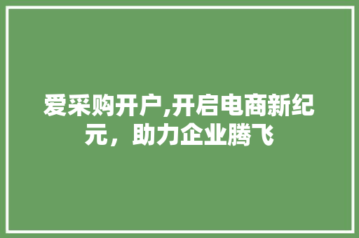 爱采购开户,开启电商新纪元，助力企业腾飞 GoogleSEO