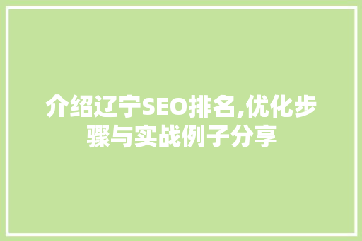 介绍辽宁SEO排名,优化步骤与实战例子分享 百度SEO