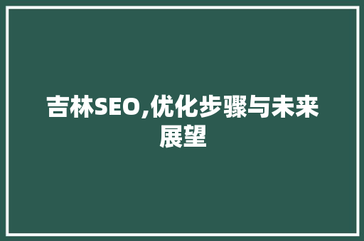 吉林SEO,优化步骤与未来展望 必应SEO