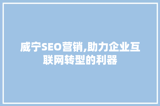 威宁SEO营销,助力企业互联网转型的利器 百度SEO