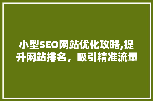 小型SEO网站优化攻略,提升网站排名，吸引精准流量 搜狗SEO