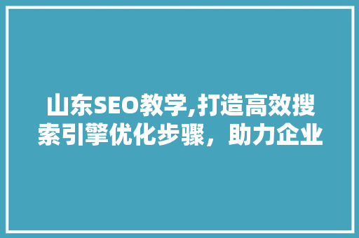 山东SEO教学,打造高效搜索引擎优化步骤，助力企业线上发展 GoogleSEO