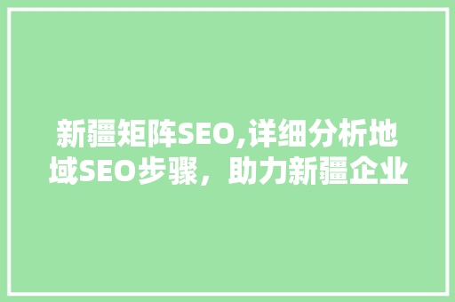 新疆矩阵SEO,详细分析地域SEO步骤，助力新疆企业腾飞 GoogleSEO