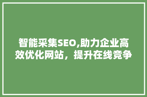 智能采集SEO,助力企业高效优化网站，提升在线竞争力 百度SEO