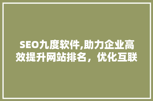SEO九度软件,助力企业高效提升网站排名，优化互联网营销步骤 百度SEO