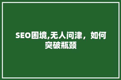 SEO困境,无人问津，如何突破瓶颈 神马SEO