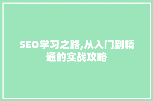 SEO学习之路,从入门到精通的实战攻略 必应SEO
