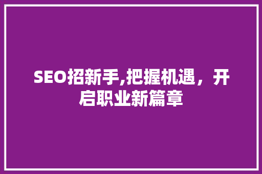 SEO招新手,把握机遇，开启职业新篇章 搜狗SEO