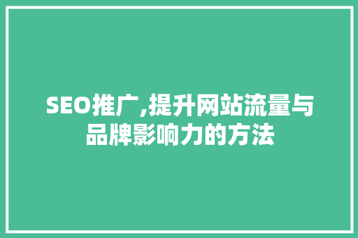 SEO推广,提升网站流量与品牌影响力的方法 神马SEO
