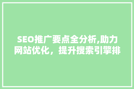 SEO推广要点全分析,助力网站优化，提升搜索引擎排名 必应SEO