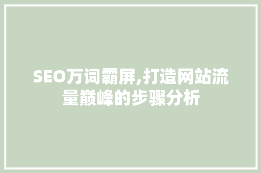 SEO万词霸屏,打造网站流量巅峰的步骤分析 GoogleSEO