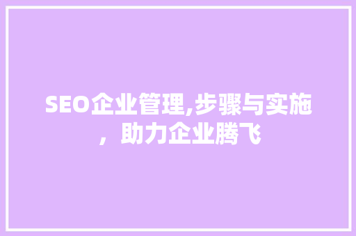 SEO企业管理,步骤与实施，助力企业腾飞 必应SEO