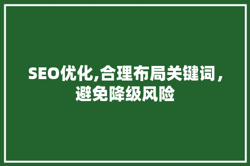 SEO优化,合理布局关键词，避免降级风险 GoogleSEO