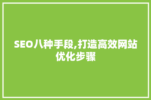 SEO八种手段,打造高效网站优化步骤