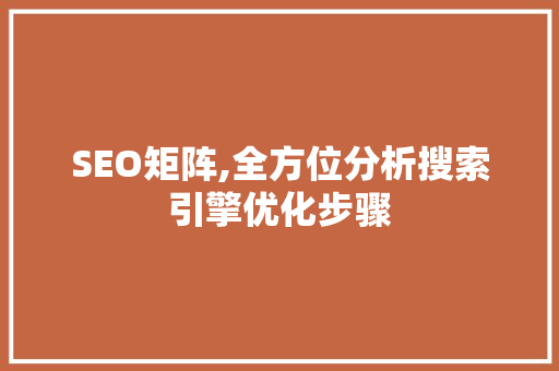 SEO矩阵,全方位分析搜索引擎优化步骤 神马SEO