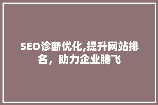 SEO诊断优化,提升网站排名，助力企业腾飞 百度SEO