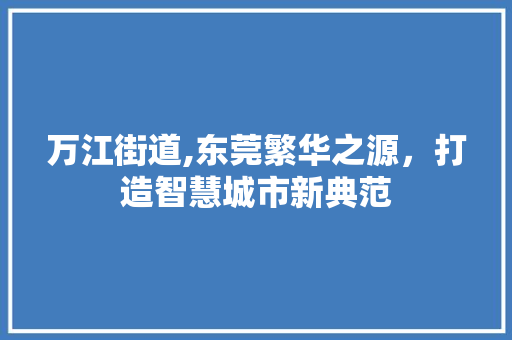 万江街道,东莞繁华之源，打造智慧城市新典范 搜狗SEO