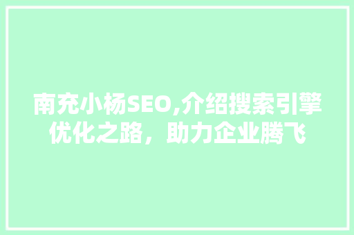 南充小杨SEO,介绍搜索引擎优化之路，助力企业腾飞 必应SEO