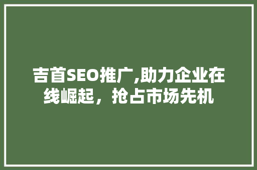 吉首SEO推广,助力企业在线崛起，抢占市场先机 GoogleSEO