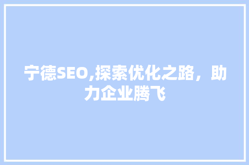 宁德SEO,探索优化之路，助力企业腾飞 搜狗SEO