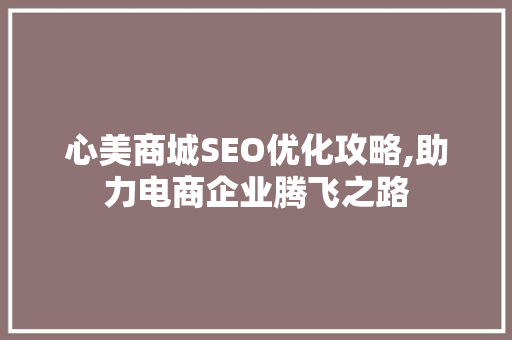 心美商城SEO优化攻略,助力电商企业腾飞之路