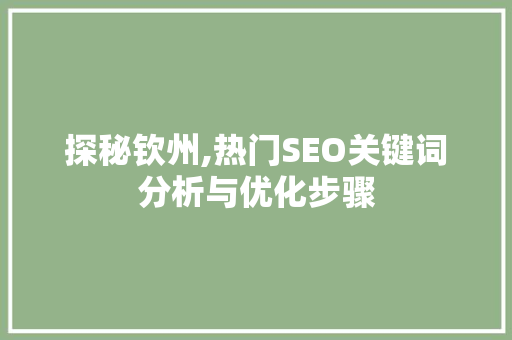 探秘钦州,热门SEO关键词分析与优化步骤