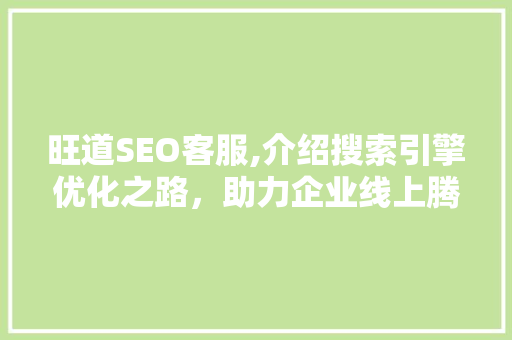 旺道SEO客服,介绍搜索引擎优化之路，助力企业线上腾飞 GoogleSEO