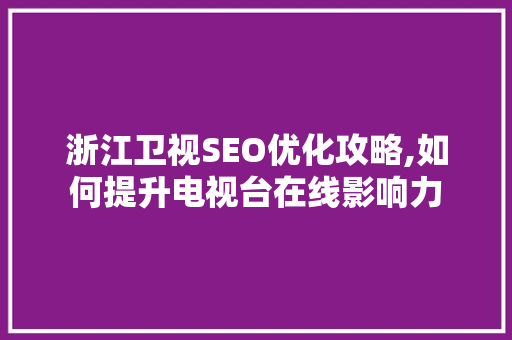 浙江卫视SEO优化攻略,如何提升电视台在线影响力 搜狗SEO