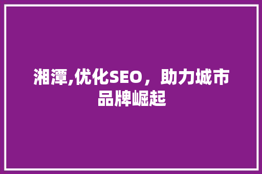 湘潭,优化SEO，助力城市品牌崛起 百度SEO