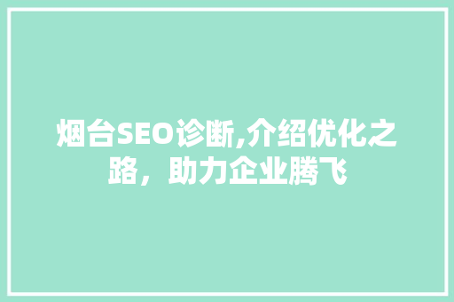 烟台SEO诊断,介绍优化之路，助力企业腾飞 神马SEO