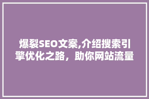 爆裂SEO文案,介绍搜索引擎优化之路，助你网站流量翻倍！ 必应SEO