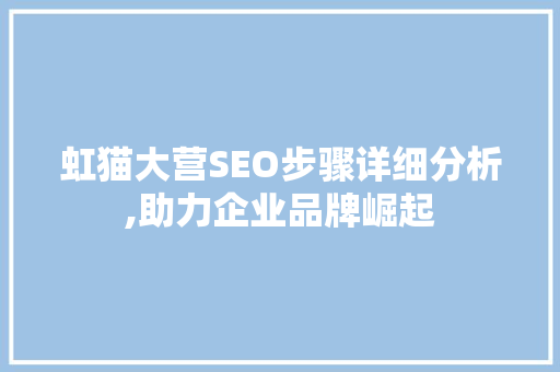 虹猫大营SEO步骤详细分析,助力企业品牌崛起 百度SEO