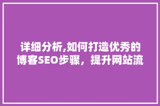 详细分析,如何打造优秀的博客SEO步骤，提升网站流量与排名 GoogleSEO