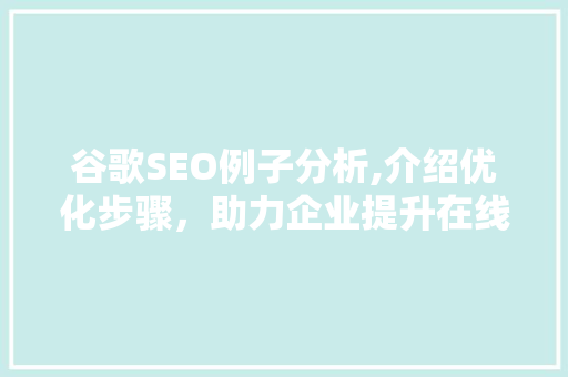 谷歌SEO例子分析,介绍优化步骤，助力企业提升在线竞争力