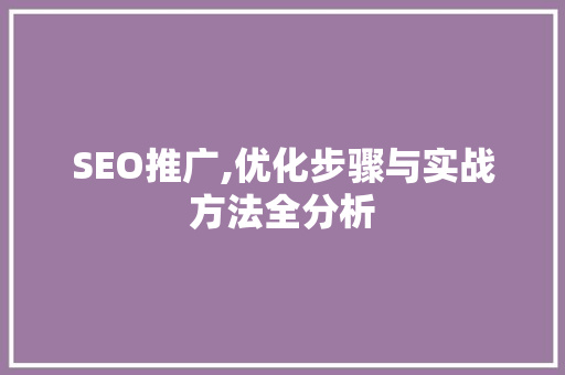 SEO推广,优化步骤与实战方法全分析 必应SEO