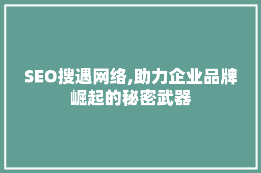 SEO搜遇网络,助力企业品牌崛起的秘密武器 百度SEO