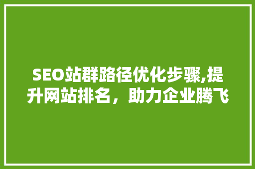 SEO站群路径优化步骤,提升网站排名，助力企业腾飞 必应SEO