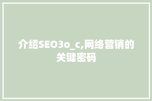 介绍SEO3o_c,网络营销的关键密码 百度SEO