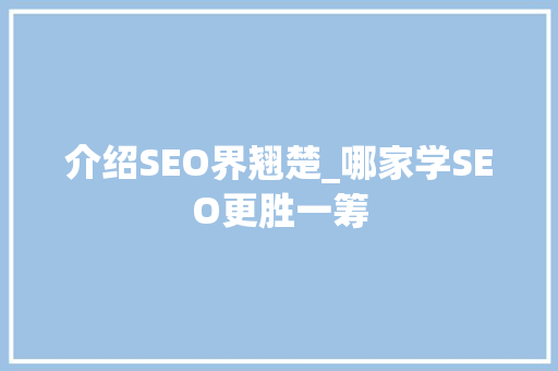 介绍SEO界翘楚_哪家学SEO更胜一筹 GoogleSEO