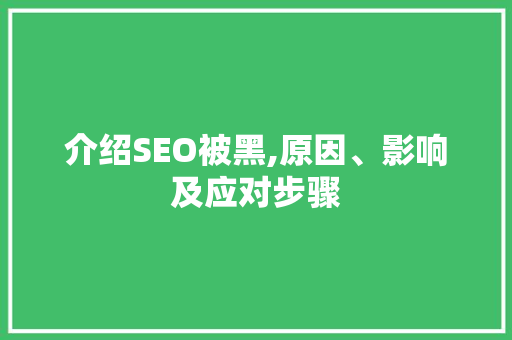 介绍SEO被黑,原因、影响及应对步骤 百度SEO