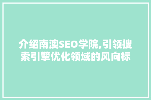 介绍南澳SEO学院,引领搜索引擎优化领域的风向标 百度SEO