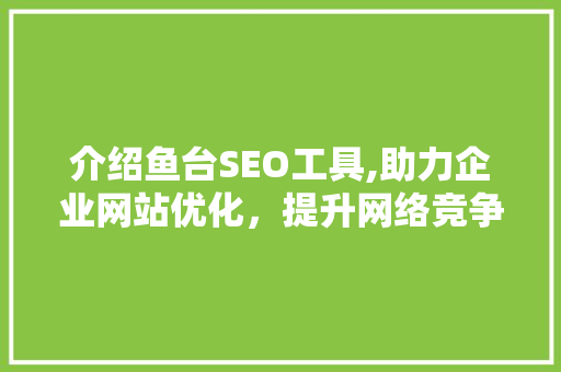 介绍鱼台SEO工具,助力企业网站优化，提升网络竞争力 GoogleSEO