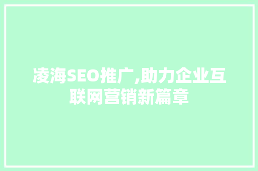 凌海SEO推广,助力企业互联网营销新篇章 必应SEO
