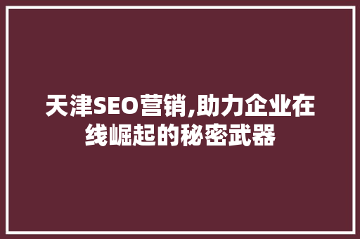天津SEO营销,助力企业在线崛起的秘密武器 神马SEO