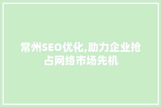 常州SEO优化,助力企业抢占网络市场先机 GoogleSEO