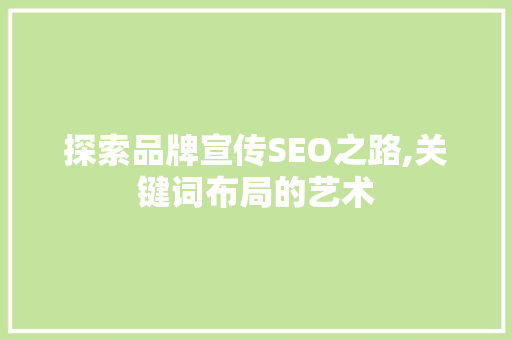 探索品牌宣传SEO之路,关键词布局的艺术