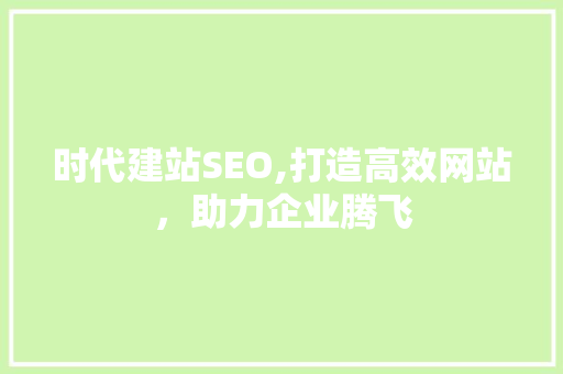 时代建站SEO,打造高效网站，助力企业腾飞 百度SEO